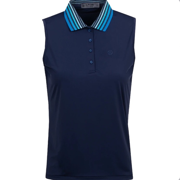 G/FORE | Tops | Gfore Pleated Collar Sleeveless Polo Shirt Twilight ...